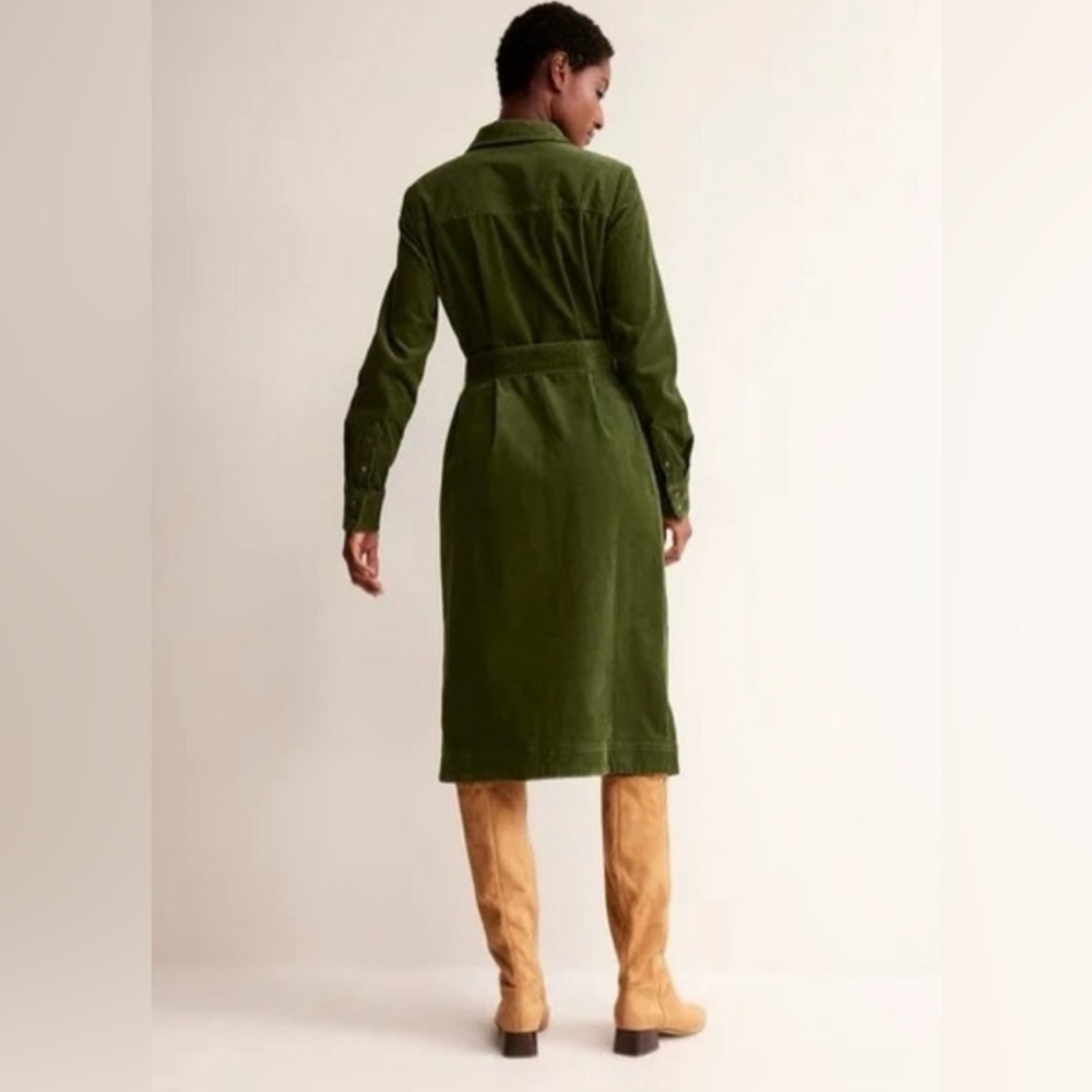 Boden Eloise cord midi shirt dress kale green size 2 new with tags. D0800 - Picture 2 of 9
